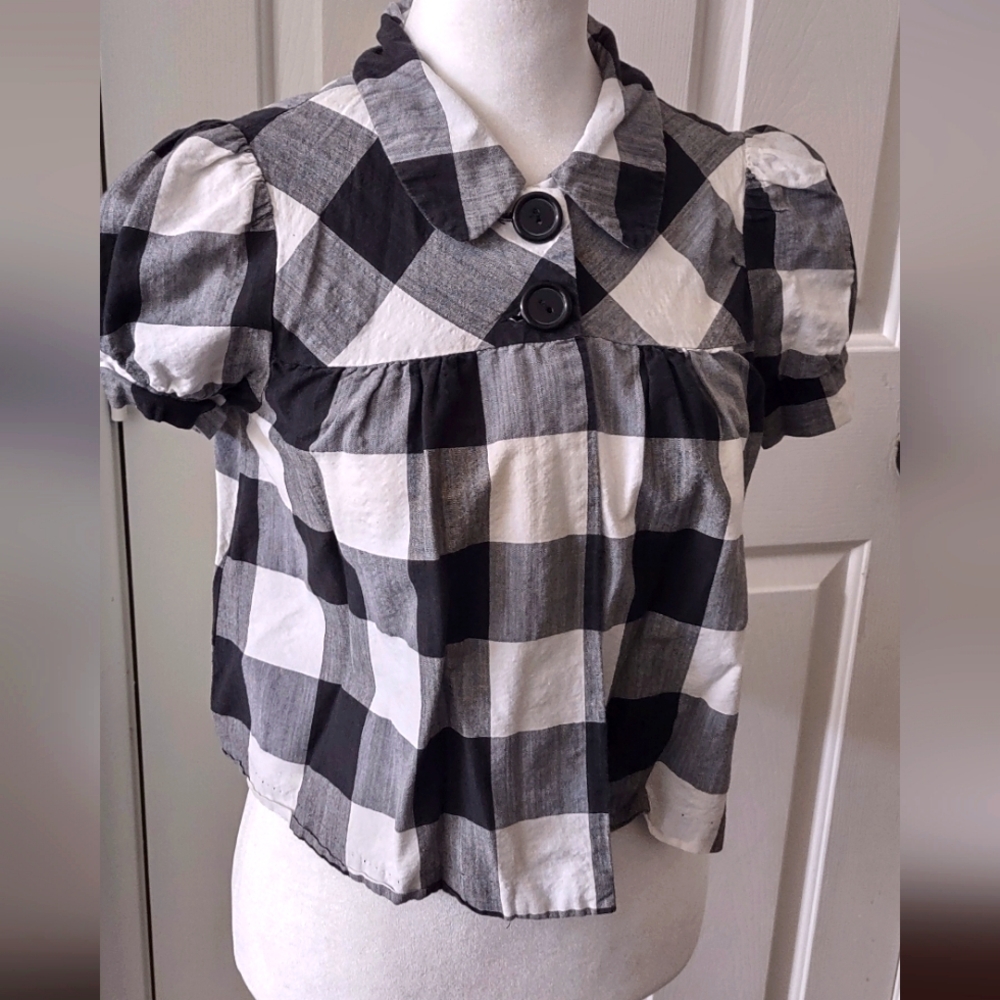 Plaid Swing Front Crop Jacket